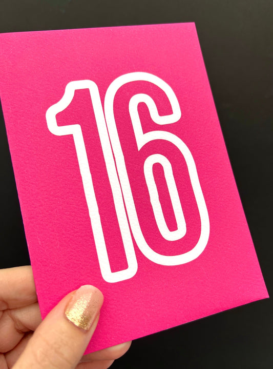 Bright Pink Birthday Number Greetings Card