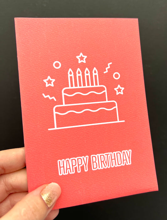 Coral Birthday Cake Greetings Card