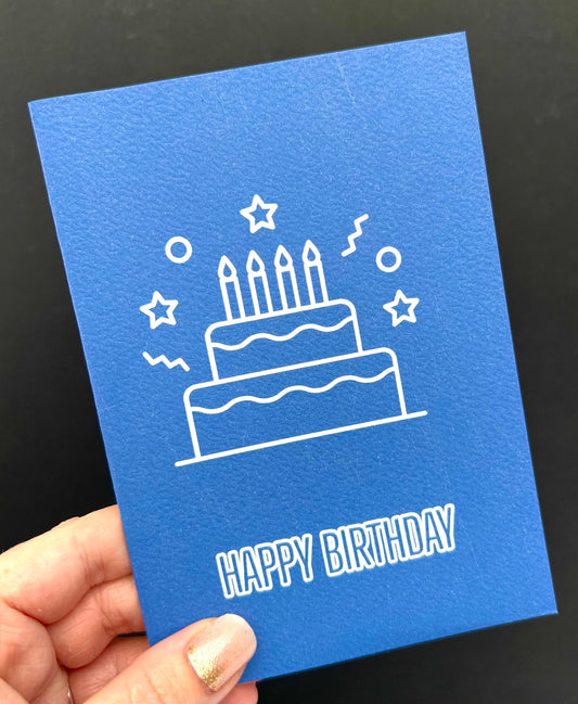 Petrol Blue Birthday Cake Greetings Card