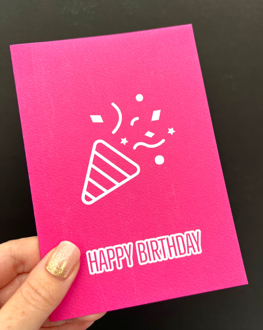 Bright Pink Confetti Cone Greetings Card
