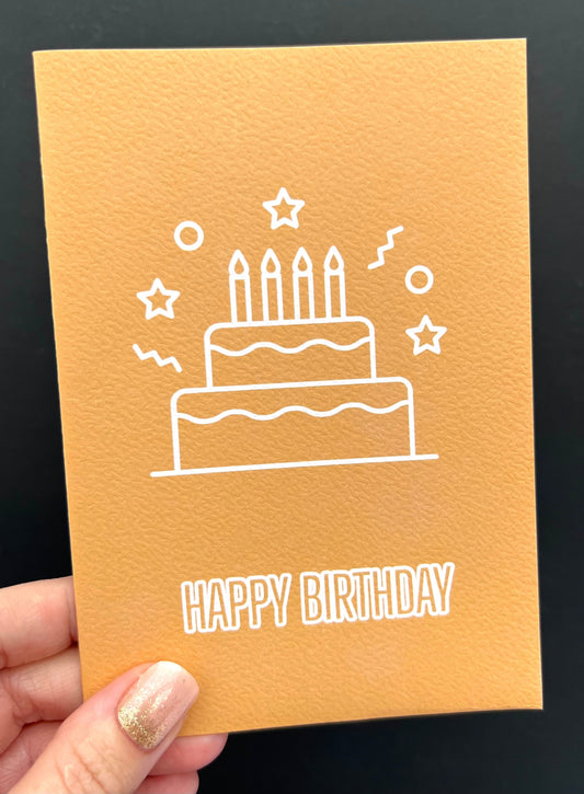 Mustard Birthday Cake Greetings Card