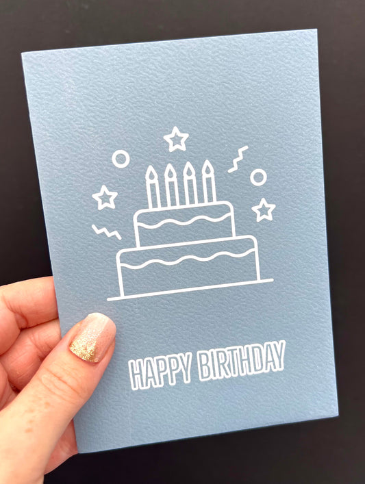 Teal Birthday Cake Greetings Card